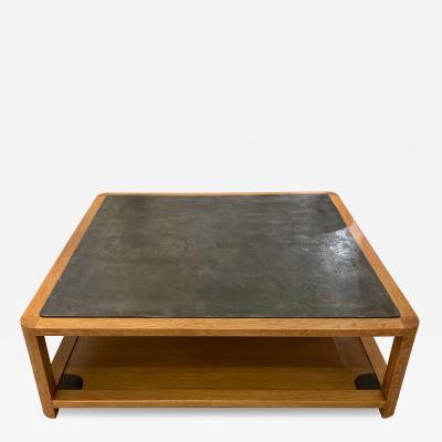 Square Oak Cocktail Table with Zinc Top