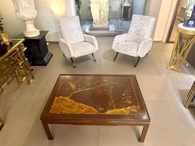 Square Red Lacquered Chinoiserie Occasional Table or Coffee Table