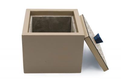 Square Taupe Leather Box