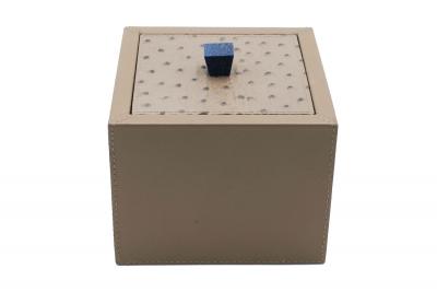 Square Taupe Leather Box