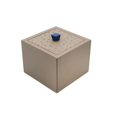 Square Taupe Leather Box