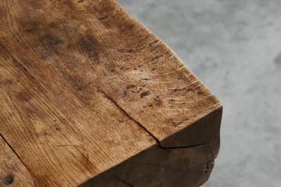 Square Wabi Sabi Style Coffee Table in Solid Oak Europe 1960s