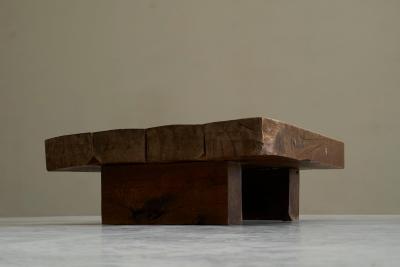 Square Wabi Sabi Style Coffee Table in Solid Oak Europe 1960s