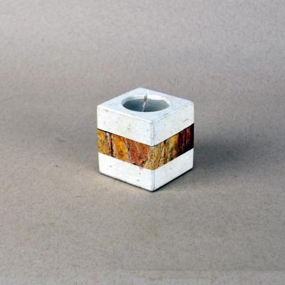 Square based Onyx candle holder with band
