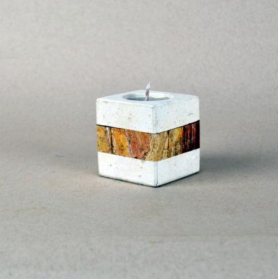Square based Onyx candle holder with band