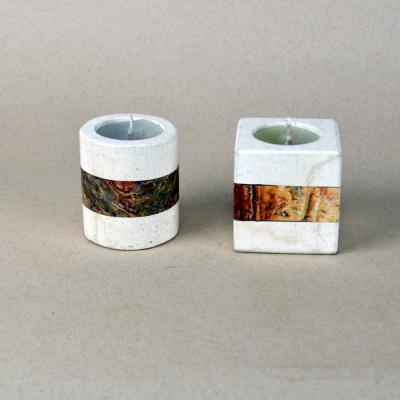 Square based Onyx candle holder with band