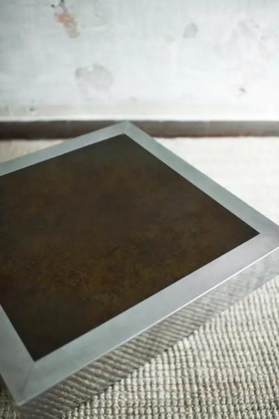 Square coffee table in metal with backlit top 1970s
