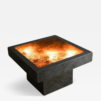 Square coffee table in metal with backlit top 1970s