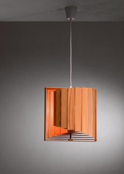 Square wood strip pendant