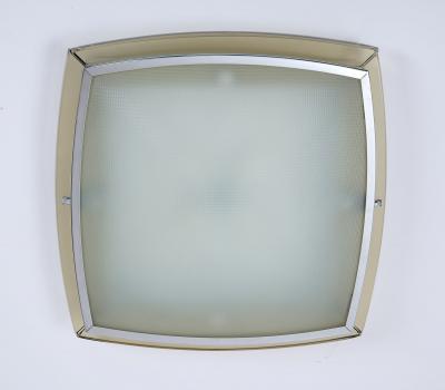 Squared Ceiling Light with Colored Glass Italy 1970s