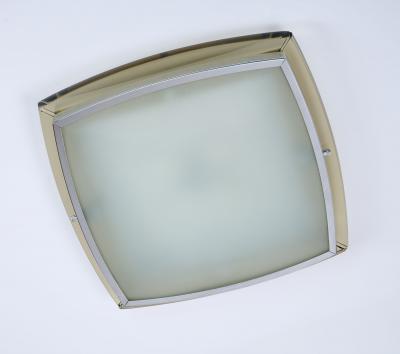 Squared Ceiling Light with Colored Glass Italy 1970s