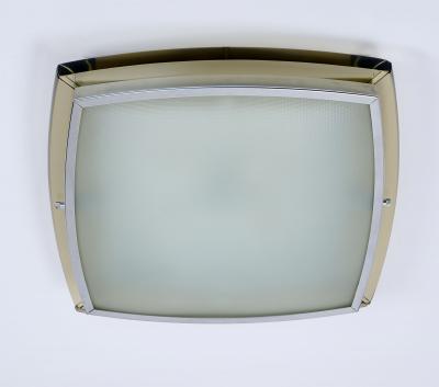 Squared Ceiling Light with Colored Glass Italy 1970s