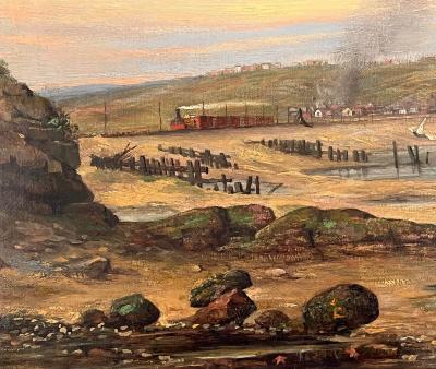 St Leonards on Sea Looking East Oil on Canvas by Thomas Ross England 1878