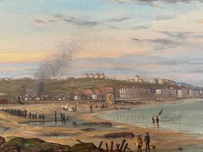 St Leonards on Sea Looking East Oil on Canvas by Thomas Ross England 1878