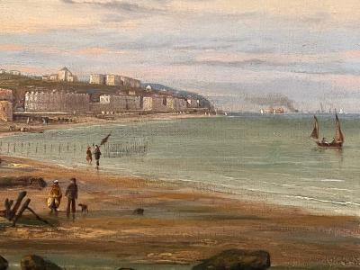 St Leonards on Sea Looking East Oil on Canvas by Thomas Ross England 1878