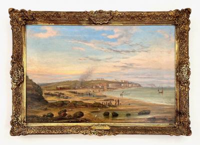 St Leonards on Sea Looking East Oil on Canvas by Thomas Ross England 1878