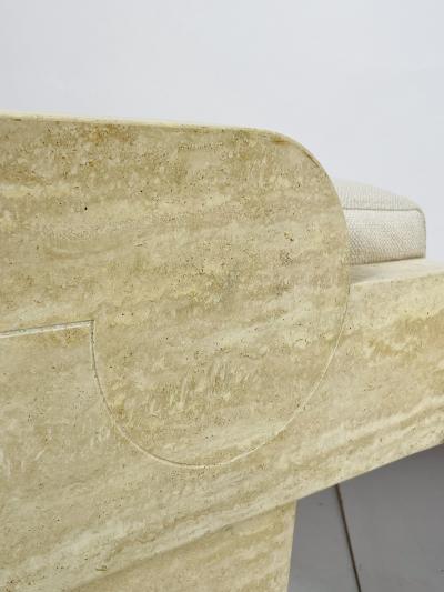 St phane Parmentier Pair of Travertine Arm Chairs Attb St phane Parmentier