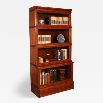 Stacking Bookcase In Oak Of 4 Elements With An Advanced Lower Element Globe