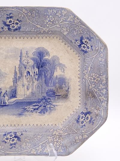 Staffordshire Blue and White Platter in the Columbia Pattern