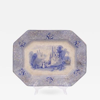 Staffordshire Blue and White Platter in the Columbia Pattern