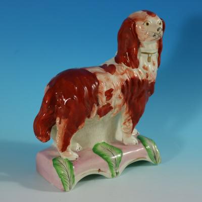 Staffordshire King Charles Spaniel on Leaf Base