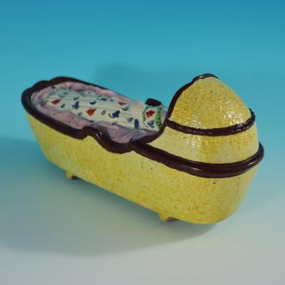 Staffordshire Pearlware Child In Rocking Cradle