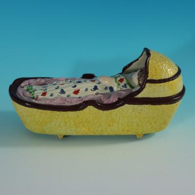 Staffordshire Pearlware Child In Rocking Cradle