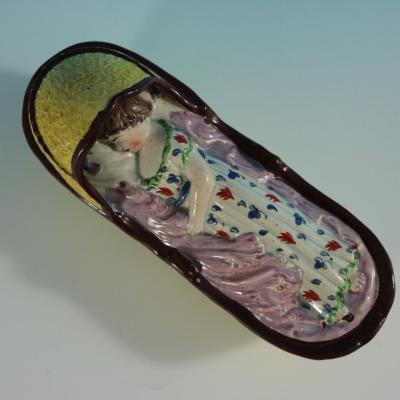 Staffordshire Pearlware Child In Rocking Cradle