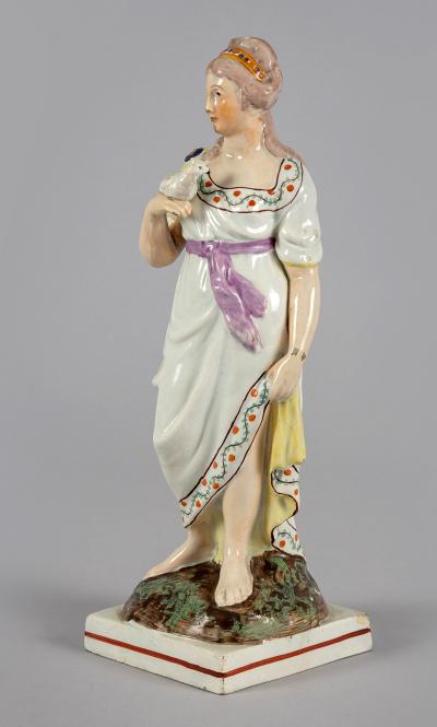 Staffordshire Pearlware Figure of Venus Holding a Dove