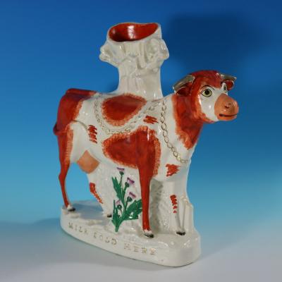 Staffordshire Pottery Milk Sold Here Cow Spill Vase