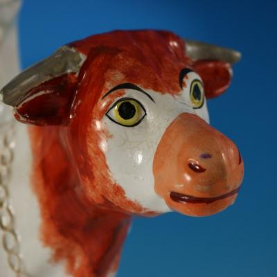 Staffordshire Pottery Milk Sold Here Cow Spill Vase