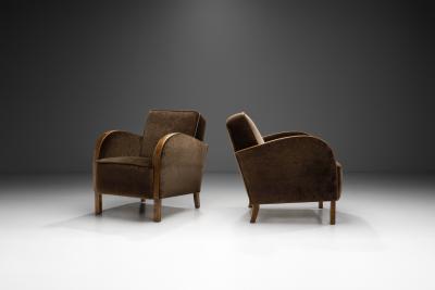 Stained Birch Art Deco Armchairs Europe ca 1930s