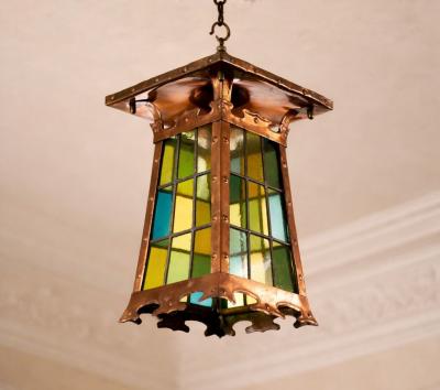 Stained Glass and Riveted Copper Lantern
