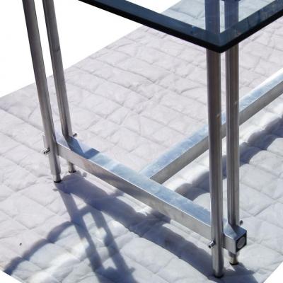 Stainless Steel And Glass Industrial Dining Conference Table