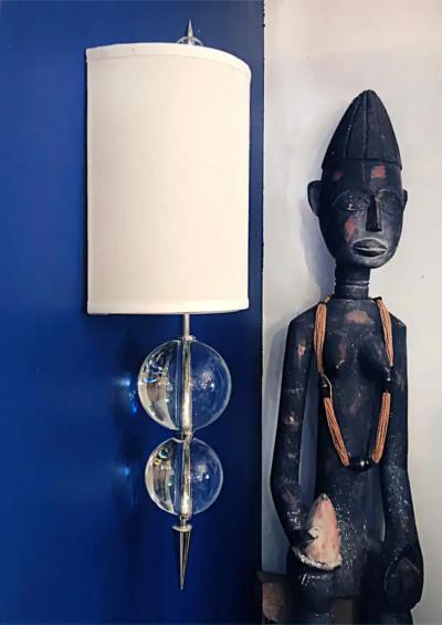 Stainless Steel Glass Ball Wall Sconces with Shades Finials