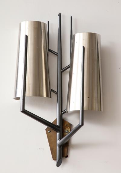 Stainless Steel Sconce in the Manner of Maison Charles France