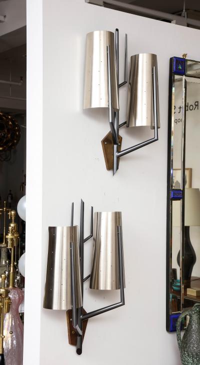 Stainless Steel Sconce in the Manner of Maison Charles France