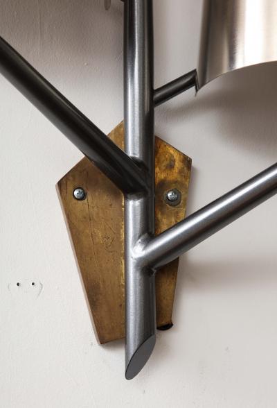 Stainless Steel Sconce in the Manner of Maison Charles France