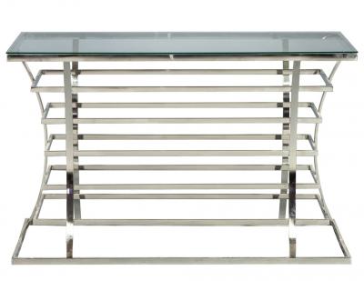 Stainless Steel and Glass Console Table