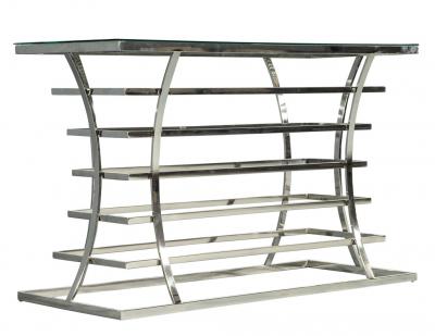 Stainless Steel and Glass Console Table