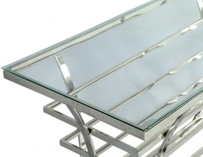 Stainless Steel and Glass Console Table
