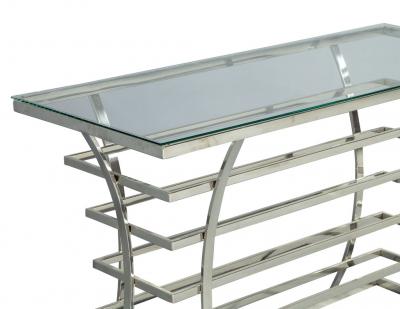 Stainless Steel and Glass Console Table
