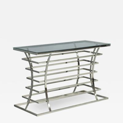 Stainless Steel and Glass Console Table