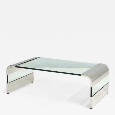 Stainless Steel and Glass Waterfall Coffee Table by Brueton 1970