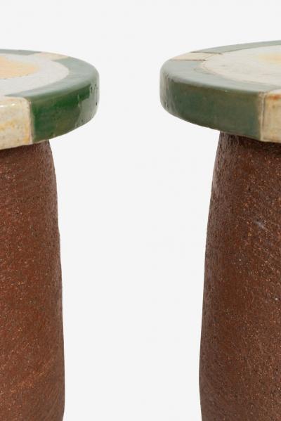 Stan Bitters Pair of Ceramic Stools end Tables Stan Bitters 1975c