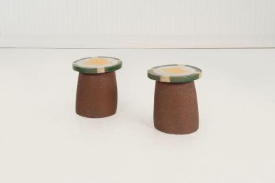 Stan Bitters Pair of Ceramic Stools end Tables Stan Bitters 1975c