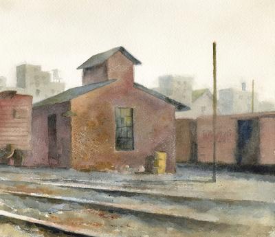 Stan Masters Coal Car Inspection Watercolor on Paper