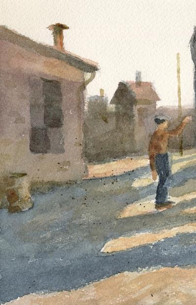 Stan Masters Coal Car Inspection Watercolor on Paper