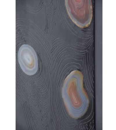 Stan Usel Black resin and agates floor lamp by Stan Usel