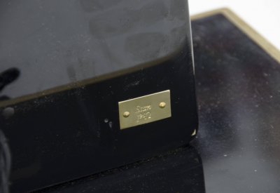 Stan Usel Black resin and agates floor lamp by Stan Usel